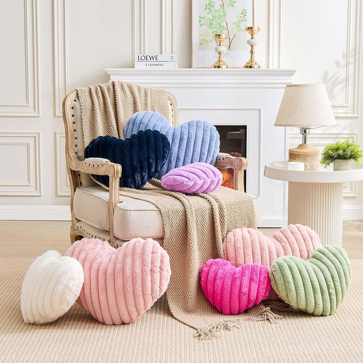 Heart Pillows Heart Decorative Pillow Soft Fluffy Heart Shaped Dusty Pink Throw Pillows with Faux Rabbit Fur Aesthetic Room Decor Cute Small Pillow for Valentines Mother's Day
