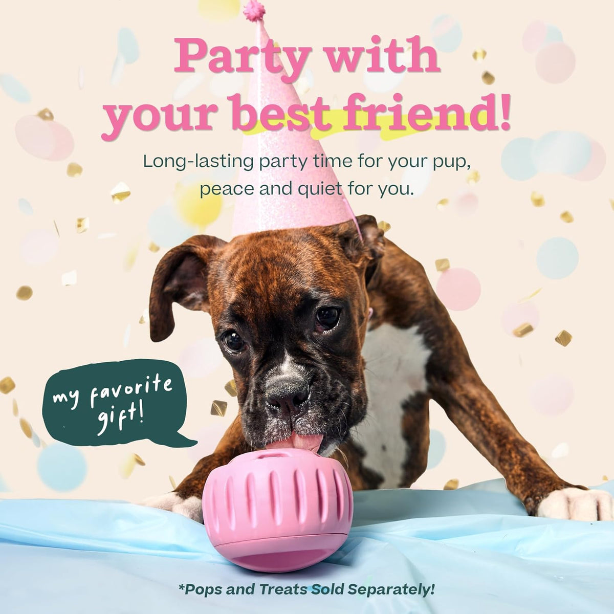 Pupsicle Interactive Dog Ball Toy for Dogs Small 10-25 lbs - Pink