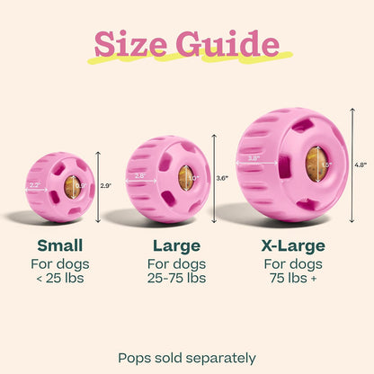 Pupsicle Interactive Dog Ball Toy for Dogs Small 10-25 lbs - Pink