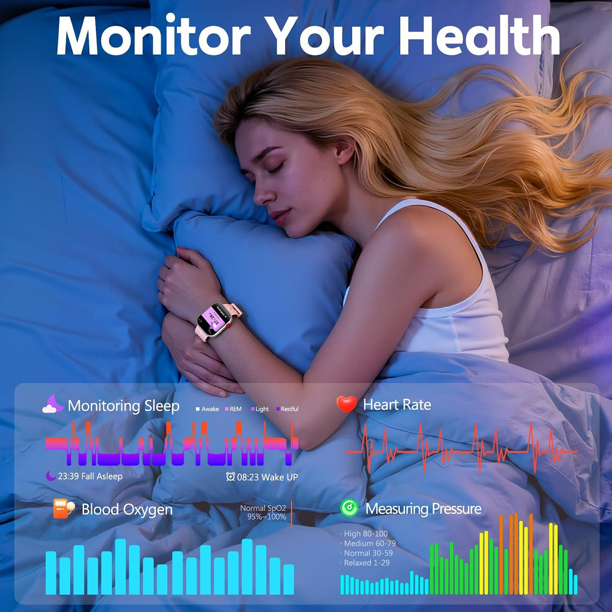 Smart Watch for Women&Men, 1.88" HD Smartwatch(Answer/Make Calls), Fitness Watch with Heart Rate/Sleep/IP68 Waterproof/120+Sports Modes,Bluetooth Call &Music Control-Pink