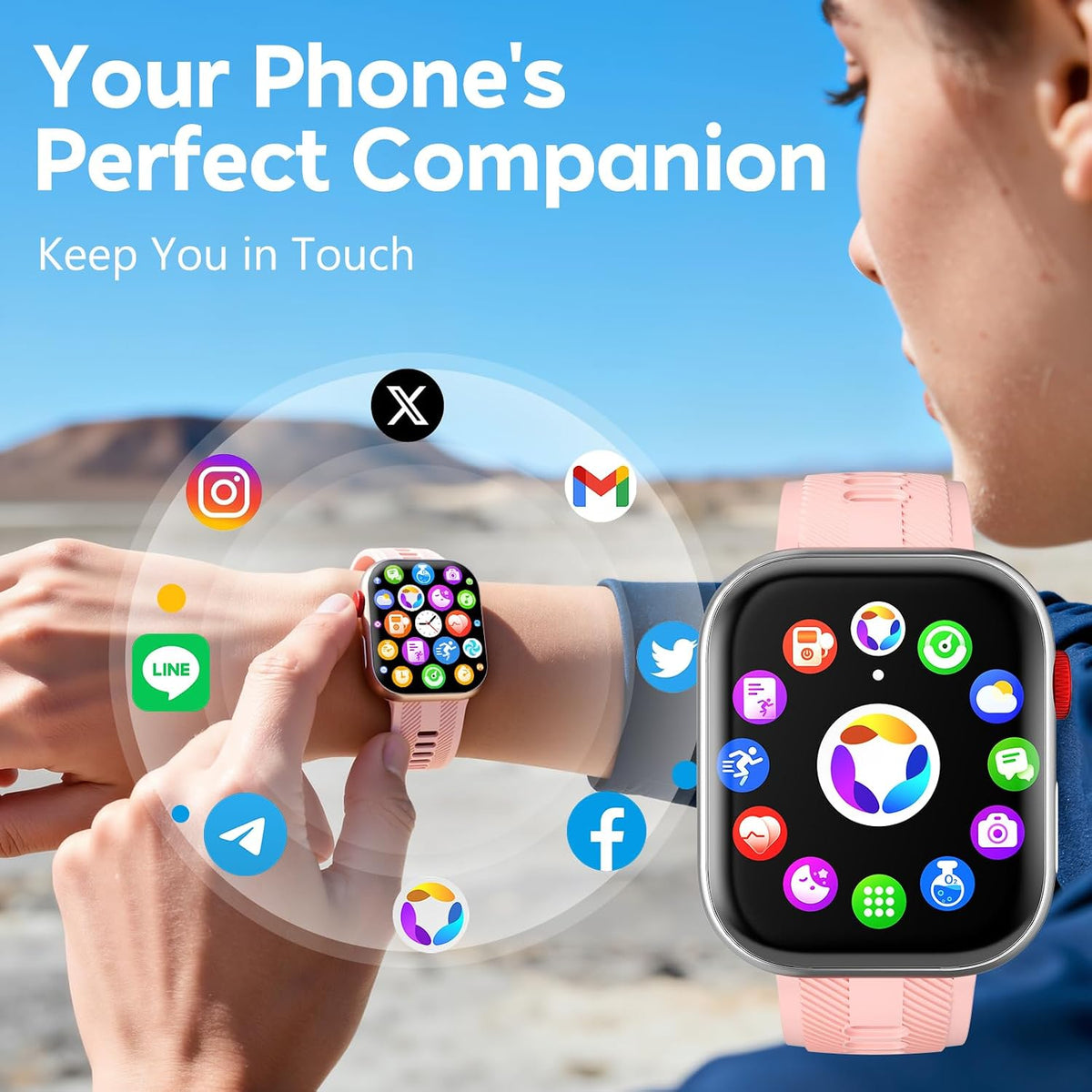Smart Watch for Women&Men, 1.88" HD Smartwatch(Answer/Make Calls), Fitness Watch with Heart Rate/Sleep/IP68 Waterproof/120+Sports Modes,Bluetooth Call &Music Control-Pink