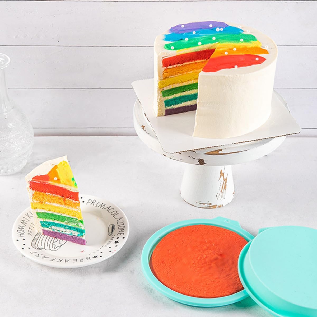 4pcs Rainbow Cake Molds Silicone round Baking Pans for Layer Cakes