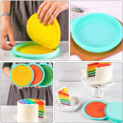 4pcs Rainbow Cake Molds Silicone round Baking Pans for Layer Cakes