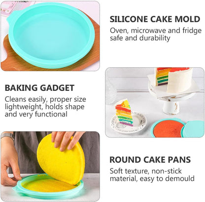 4pcs Rainbow Cake Molds Silicone round Baking Pans for Layer Cakes