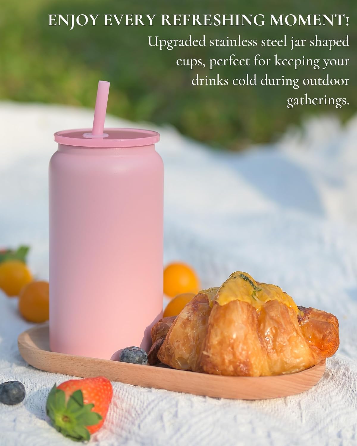 16 oz Tumbler, Insulated Tumbler with Straw, Iced Coffee Tumbler