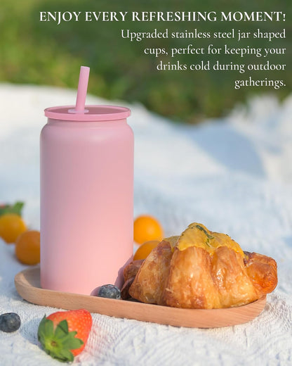 16 oz Tumbler, Insulated Tumbler with Straw, Iced Coffee Tumbler