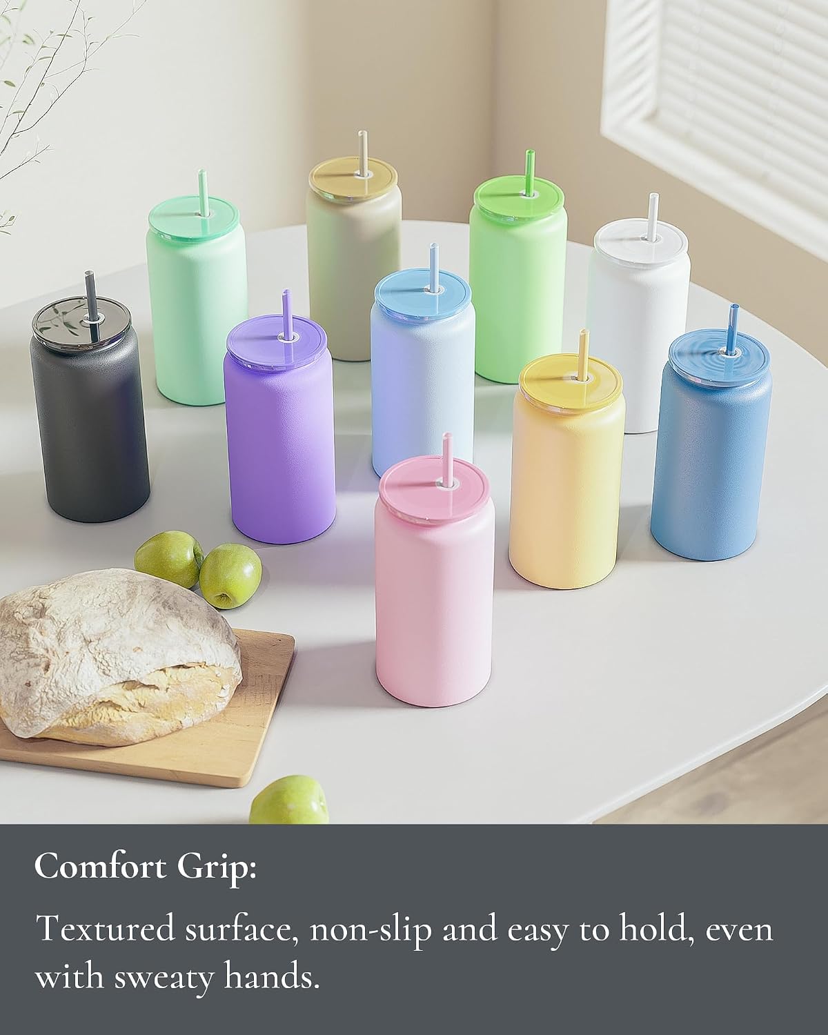 16 oz Tumbler, Insulated Tumbler with Straw, Iced Coffee Tumbler