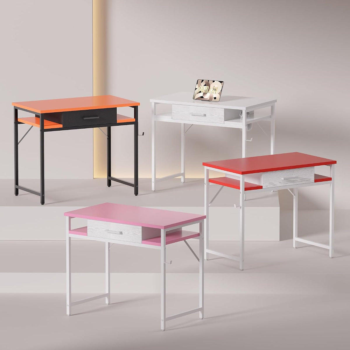 32 Inch Small Computer Desk with Drawers for Bedroom Small Spaces