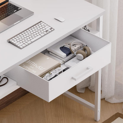 32 Inch Small Computer Desk with Drawers for Bedroom Small Spaces