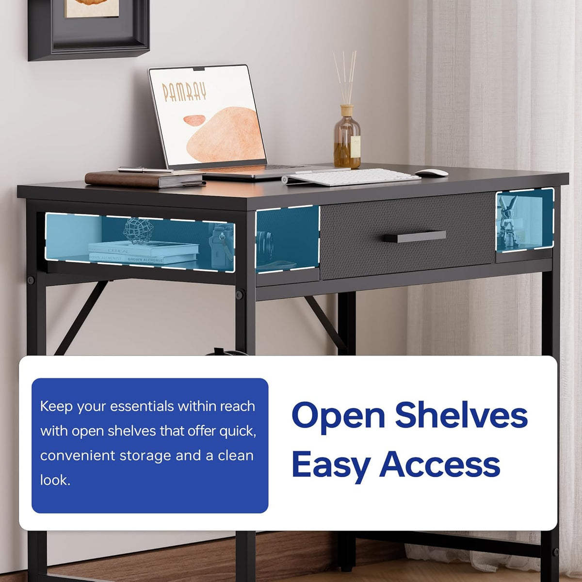 32 Inch Small Computer Desk with Drawers for Bedroom Small Spaces