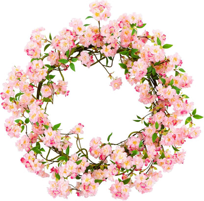 30in. Artificial Pink Cherry Blossom Wreath