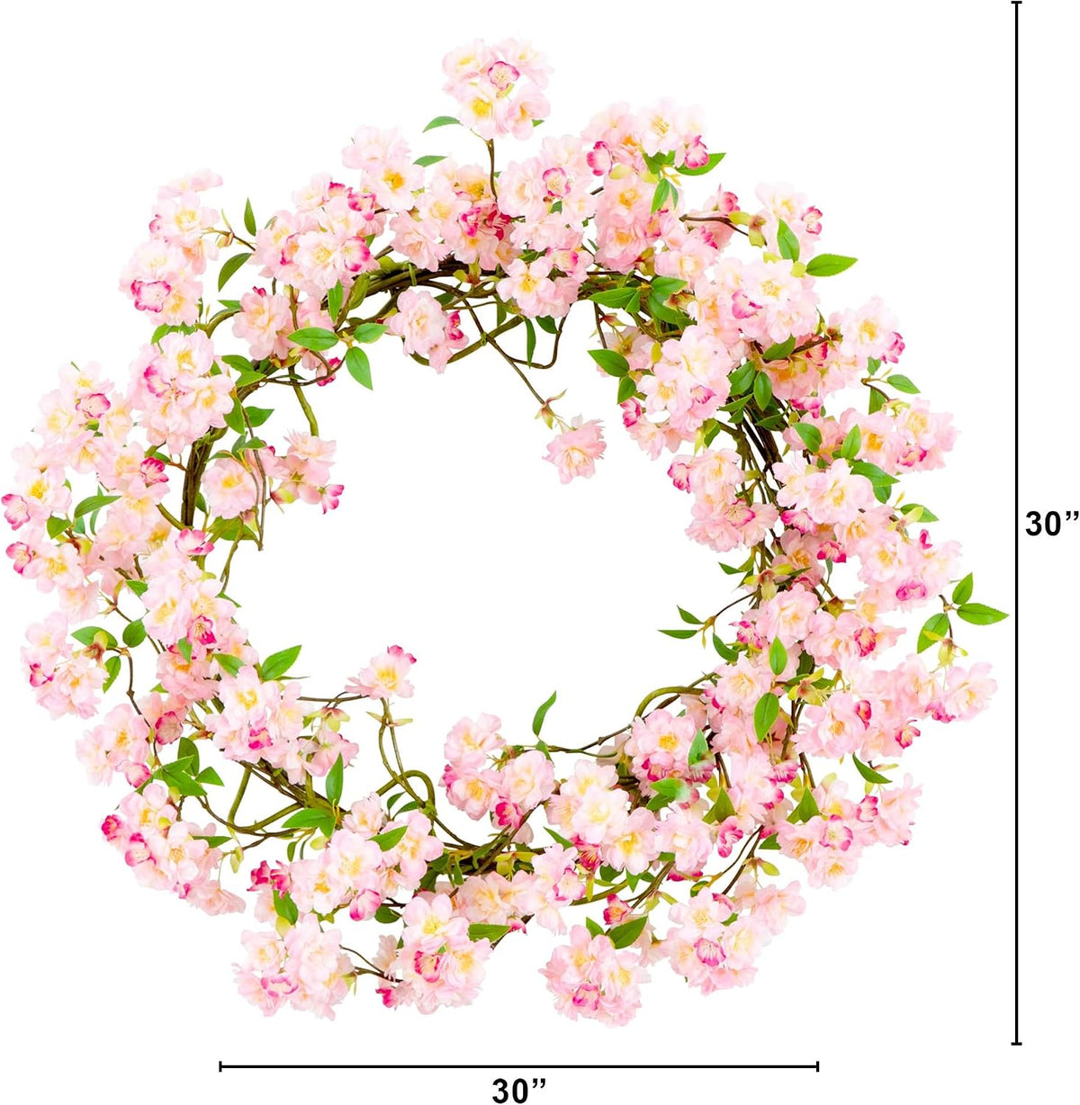 30in. Artificial Pink Cherry Blossom Wreath