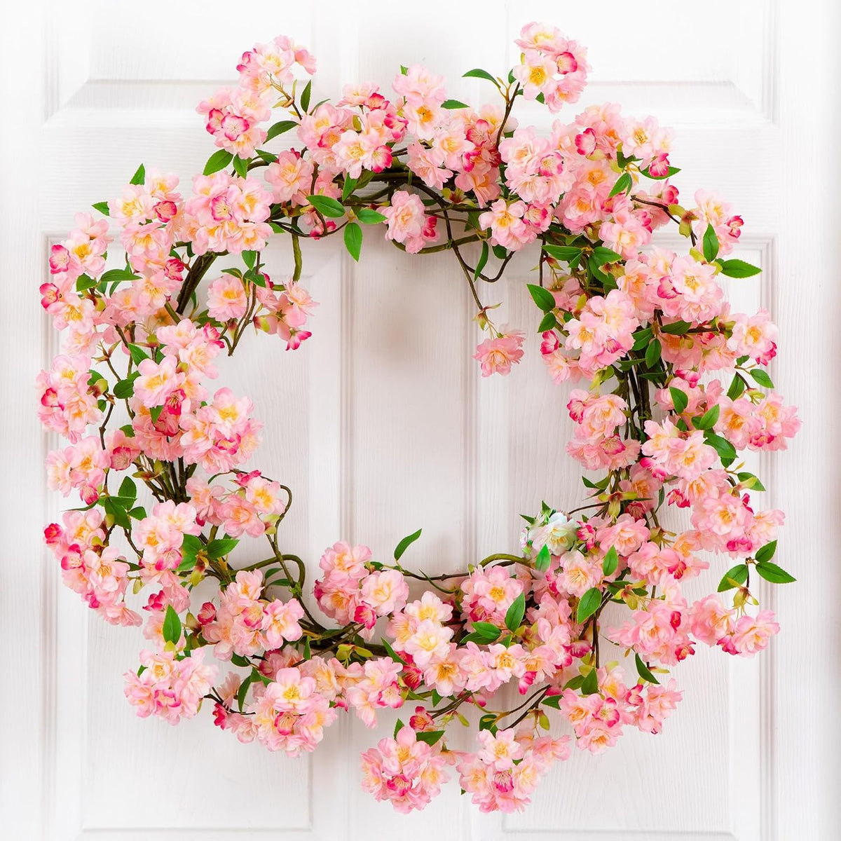 30in. Artificial Pink Cherry Blossom Wreath
