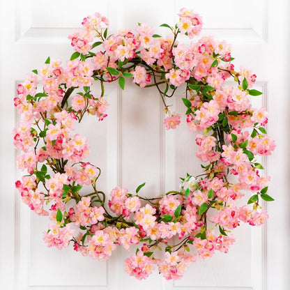 30in. Artificial Pink Cherry Blossom Wreath
