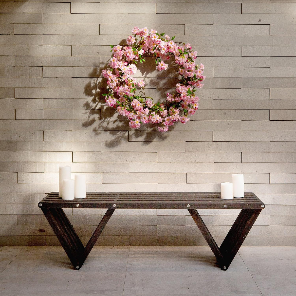 30in. Artificial Pink Cherry Blossom Wreath