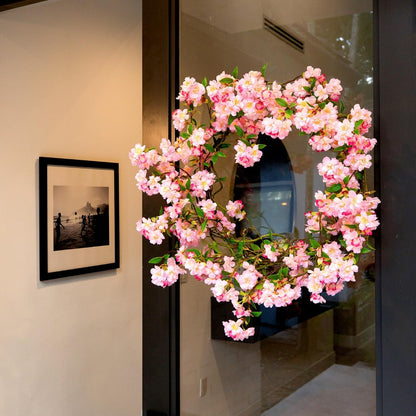 30in. Artificial Pink Cherry Blossom Wreath
