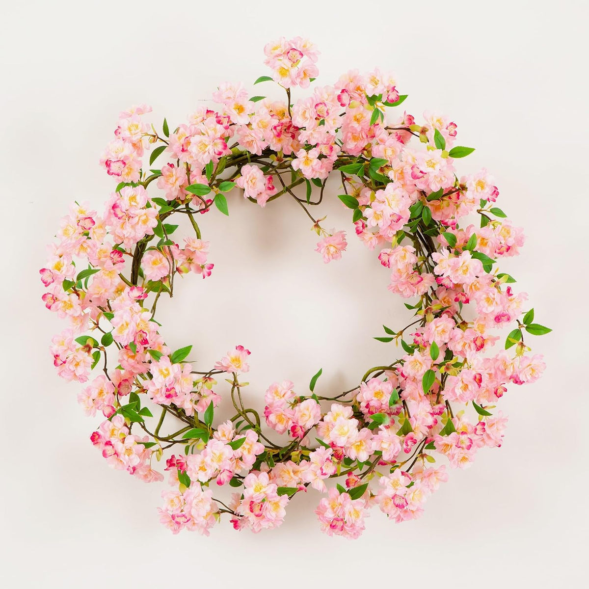 30in. Artificial Pink Cherry Blossom Wreath