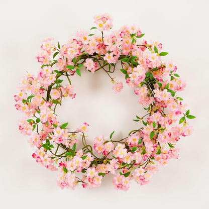 30in. Artificial Pink Cherry Blossom Wreath
