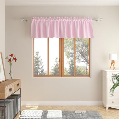 Pink Small Tiers Kitchen Short Small Mini Window Curtains Valance 14 inches Length Blackout Home Decor Blackout Basement rv Camper Living Room/Bedroom 52W by 14L 1 Piece Rod Pocket