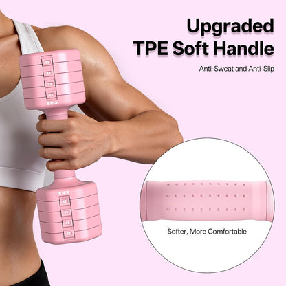 5-in-1 Adjustable Dumbbell Set, 8LB/11LB Pair Adjustable Weights for Women at Home, 1s-Adjust Dual Locking Stable Hand Weights with TPE Soft Handle, Home Gym, Rehab, Pilates, Yoga, Strength Training