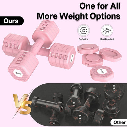 5-in-1 Adjustable Dumbbell Set, 8LB/11LB Pair Adjustable Weights for Women at Home, 1s-Adjust Dual Locking Stable Hand Weights with TPE Soft Handle, Home Gym, Rehab, Pilates, Yoga, Strength Training