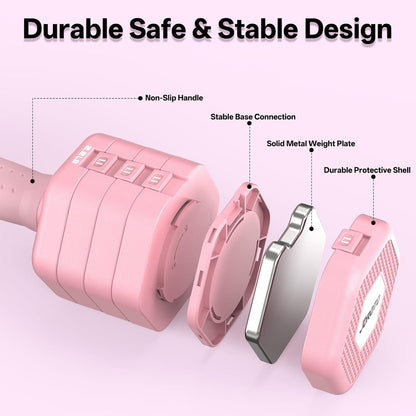 5-in-1 Adjustable Dumbbell Set, 8LB/11LB Pair Adjustable Weights for Women at Home, 1s-Adjust Dual Locking Stable Hand Weights with TPE Soft Handle, Home Gym, Rehab, Pilates, Yoga, Strength Training