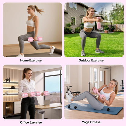 5-in-1 Adjustable Dumbbell Set, 8LB/11LB Pair Adjustable Weights for Women at Home, 1s-Adjust Dual Locking Stable Hand Weights with TPE Soft Handle, Home Gym, Rehab, Pilates, Yoga, Strength Training