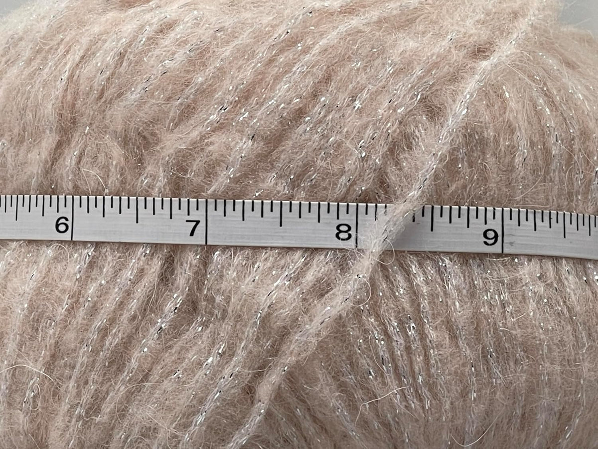 Shell Pink, Silver Charm - DK Weight Metallic Sparkle, Mohair Wool Acrylic Nylon Blend Yarn with Sparkle 50 Grams (1.75 Ounces) 200 Meters (218 Yards)