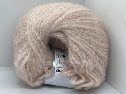 Shell Pink, Silver Charm - DK Weight Metallic Sparkle, Mohair Wool Acrylic Nylon Blend Yarn with Sparkle 50 Grams (1.75 Ounces) 200 Meters (218 Yards)