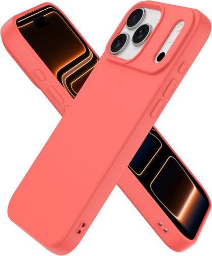 Compatible with iPhone 17 Pro Max Case, Shockproof Liquid Silicone Protective Phone Case with Soft Anti-Scratch Microfiber Lining Ultra Slim Drop Protection Phone Cover (Peach)