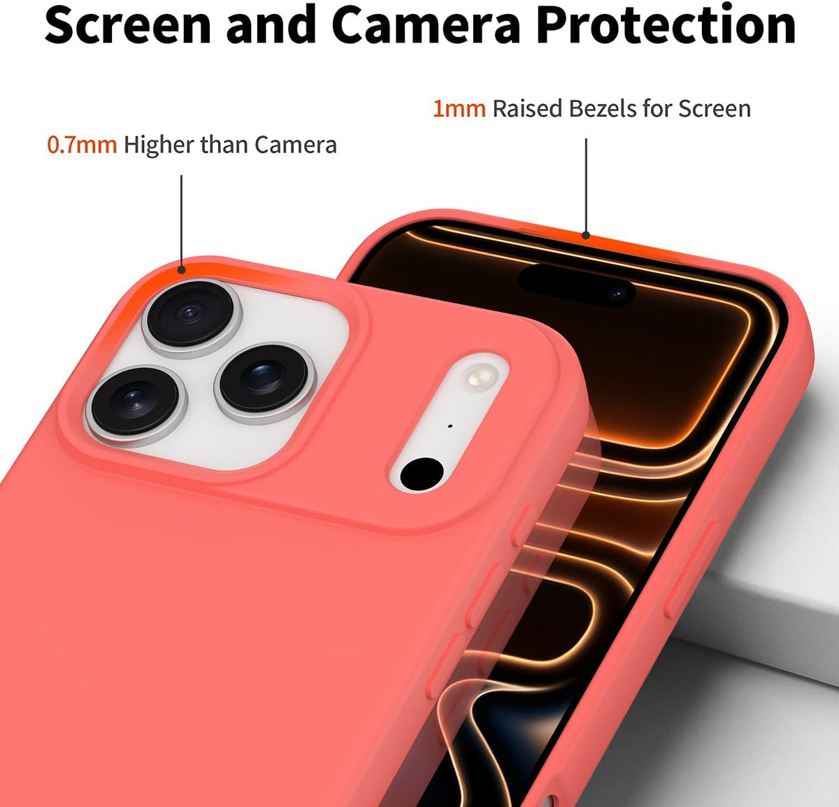 Compatible with iPhone 17 Pro Max Case, Shockproof Liquid Silicone Protective Phone Case with Soft Anti-Scratch Microfiber Lining Ultra Slim Drop Protection Phone Cover (Peach)