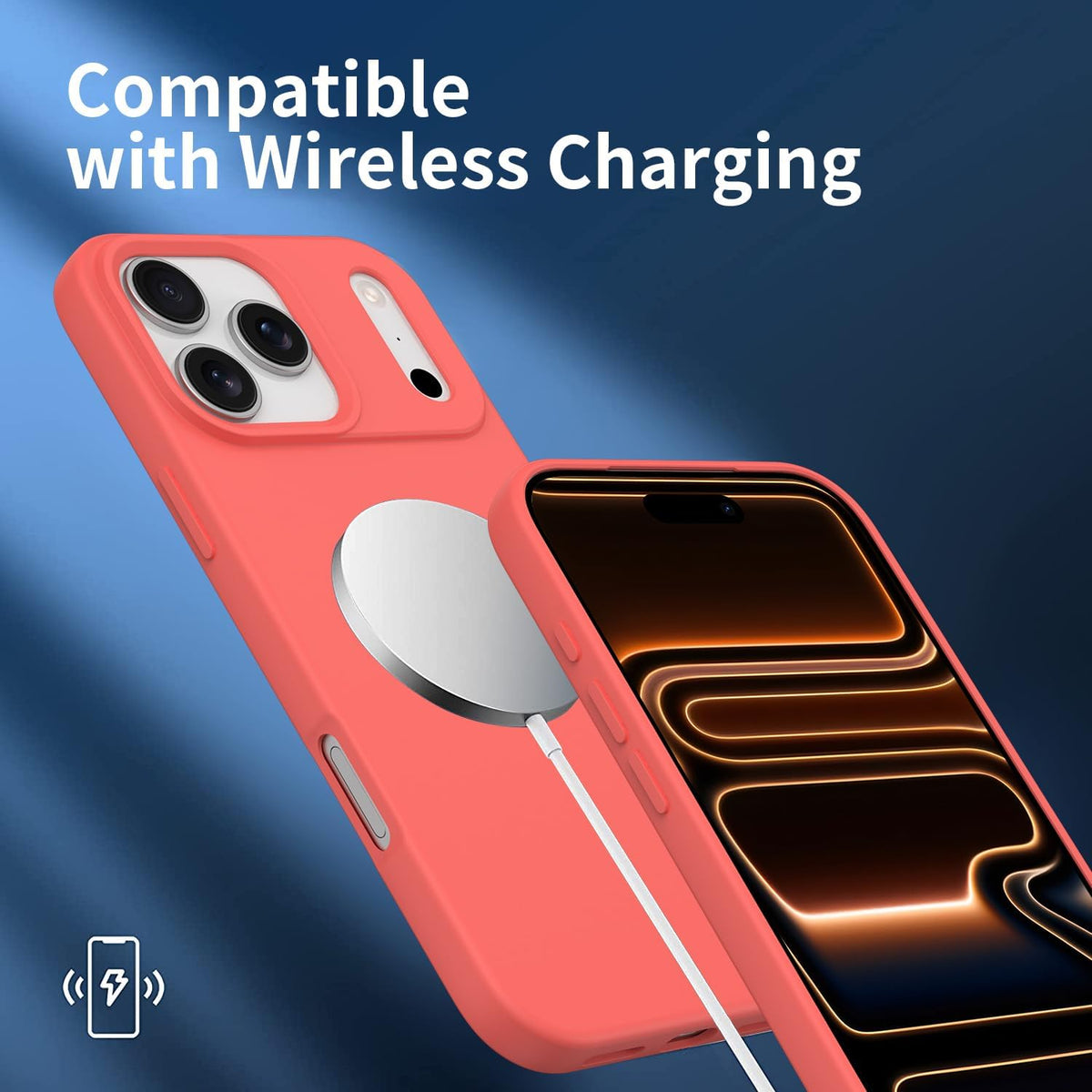 Compatible with iPhone 17 Pro Max Case, Shockproof Liquid Silicone Protective Phone Case with Soft Anti-Scratch Microfiber Lining Ultra Slim Drop Protection Phone Cover (Peach)