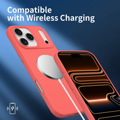 Compatible with iPhone 17 Pro Max Case, Shockproof Liquid Silicone Protective Phone Case with Soft Anti-Scratch Microfiber Lining Ultra Slim Drop Protection Phone Cover (Peach)