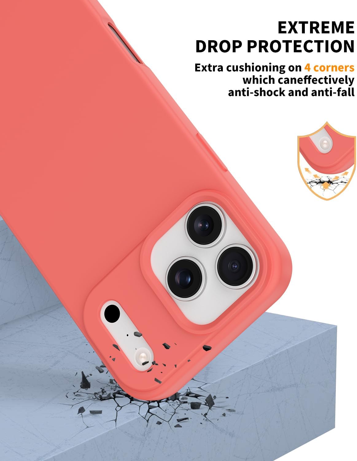 Compatible with iPhone 17 Pro Max Case, Shockproof Liquid Silicone Protective Phone Case with Soft Anti-Scratch Microfiber Lining Ultra Slim Drop Protection Phone Cover (Peach)