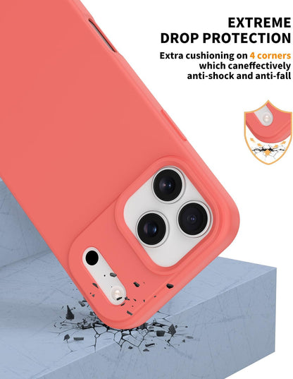 Compatible with iPhone 17 Pro Max Case, Shockproof Liquid Silicone Protective Phone Case with Soft Anti-Scratch Microfiber Lining Ultra Slim Drop Protection Phone Cover (Peach)