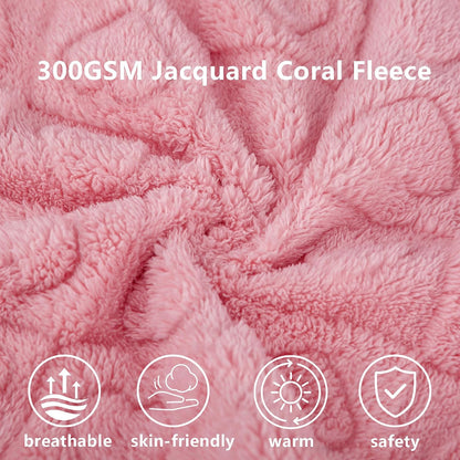 Pet Blanket for Dogs Cats, 300GSM Ultra Soft Coral Fleece Blanket, Washable Small Dog Cat Blanket, Calming Crate Mat, Furniture Protector for Couch Bed Car Seat, Pink, 25x35IN
