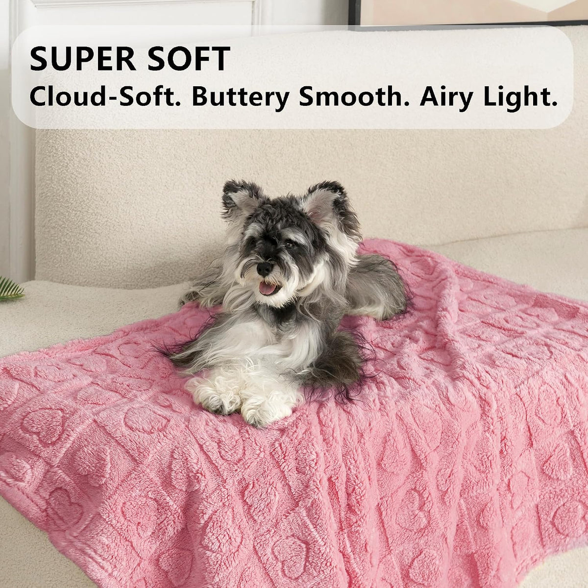 Pet Blanket for Dogs Cats, 300GSM Ultra Soft Coral Fleece Blanket, Washable Small Dog Cat Blanket, Calming Crate Mat, Furniture Protector for Couch Bed Car Seat, Pink, 25x35IN