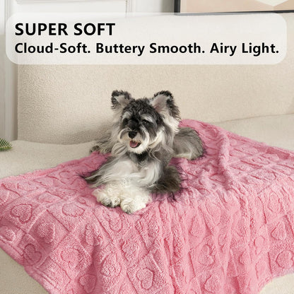 Pet Blanket for Dogs Cats, 300GSM Ultra Soft Coral Fleece Blanket, Washable Small Dog Cat Blanket, Calming Crate Mat, Furniture Protector for Couch Bed Car Seat, Pink, 25x35IN