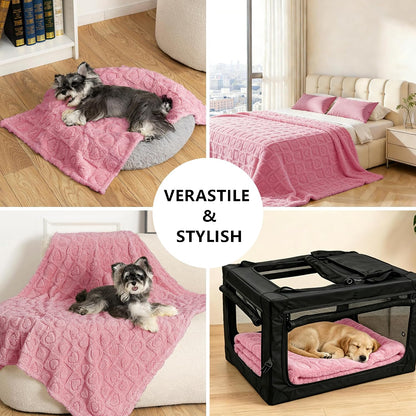 Pet Blanket for Dogs Cats, 300GSM Ultra Soft Coral Fleece Blanket, Washable Small Dog Cat Blanket, Calming Crate Mat, Furniture Protector for Couch Bed Car Seat, Pink, 25x35IN