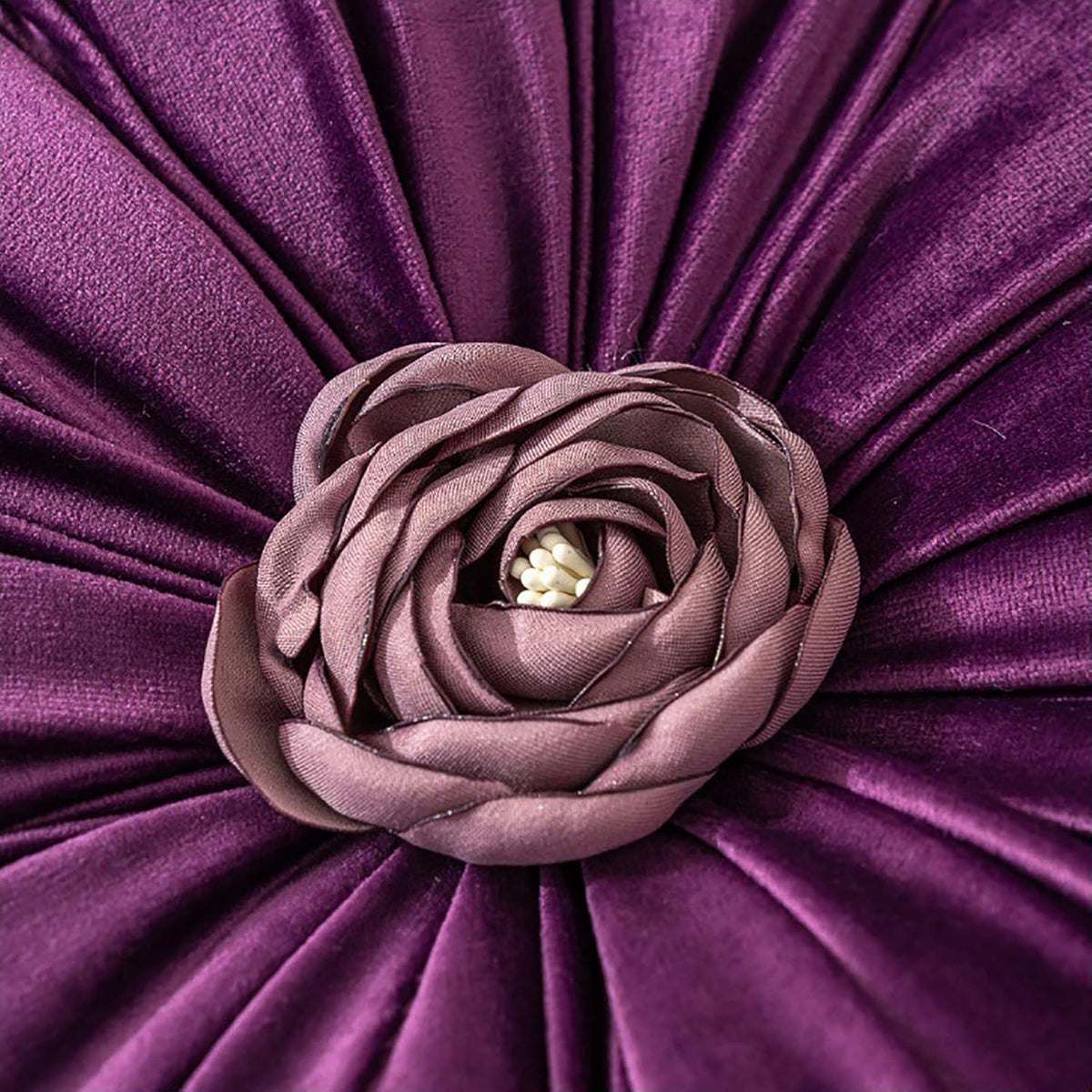 Velvet Round Pillow - Soft and Cozy Luxury Pillow for Stylish Living Environment (A-Flower Pink)