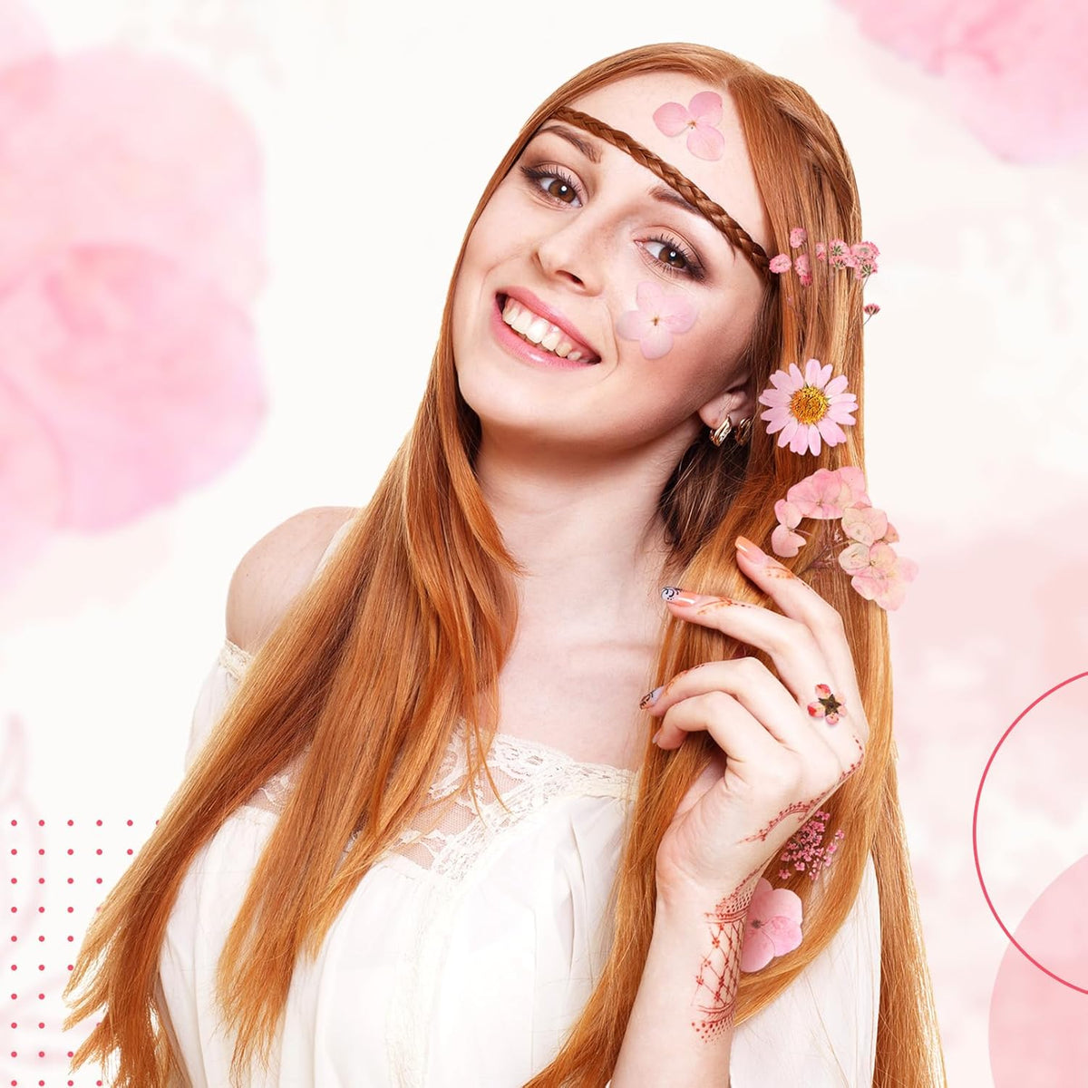 200 Pcs Dried Pressed Flowers Natural Leaves for Resin Nail, Pink