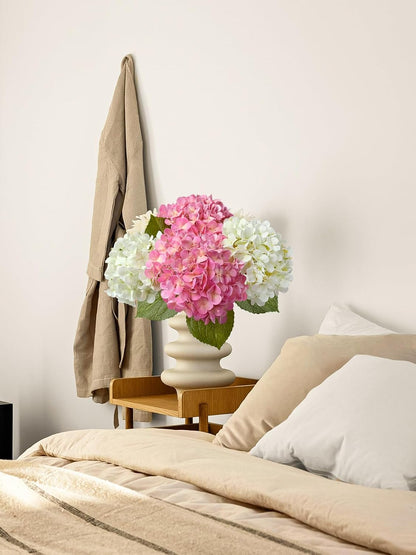 4 Pcs 20'' Real Touch Hydrangeas Pink Artificial Hydrangeas Flowers Faux Latex Lifelike Hydrangea for Kitchen Living Room Porch Home Decor Baby Shower Party Wedding Table Centerpiece