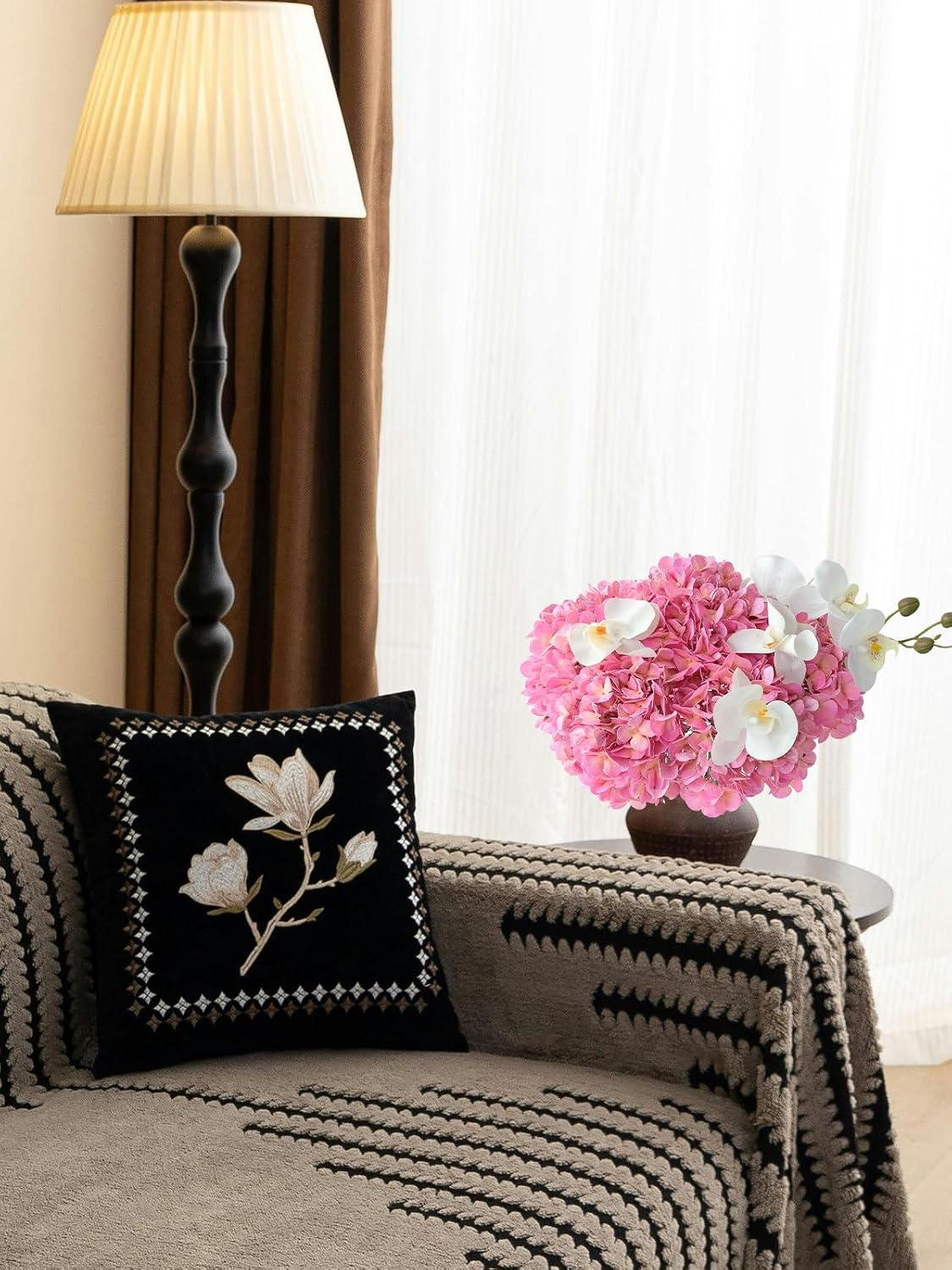 4 Pcs 20'' Real Touch Hydrangeas Pink Artificial Hydrangeas Flowers Faux Latex Lifelike Hydrangea for Kitchen Living Room Porch Home Decor Baby Shower Party Wedding Table Centerpiece