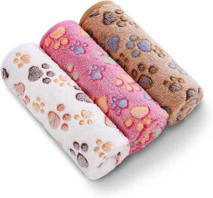 Dog Blanket 3 Pack, Soft Cozy Fleece Throw for Puppy Cat,23"x16"