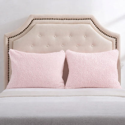 Sherpa Pillowcases Set of 2, 20"x26", Zipper Closure (Pink)