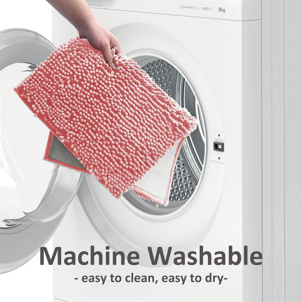 Bathroom Rugs Sets 3 Piece,Bath Mats for Bathroom Non Slip, Thick Chenille Bath Rug,Soft and Absorbent Shaggy Bathroom Mat Set, Machine Wash & Quick Dry Durable Carpet for Bath,Kitchen,Pink