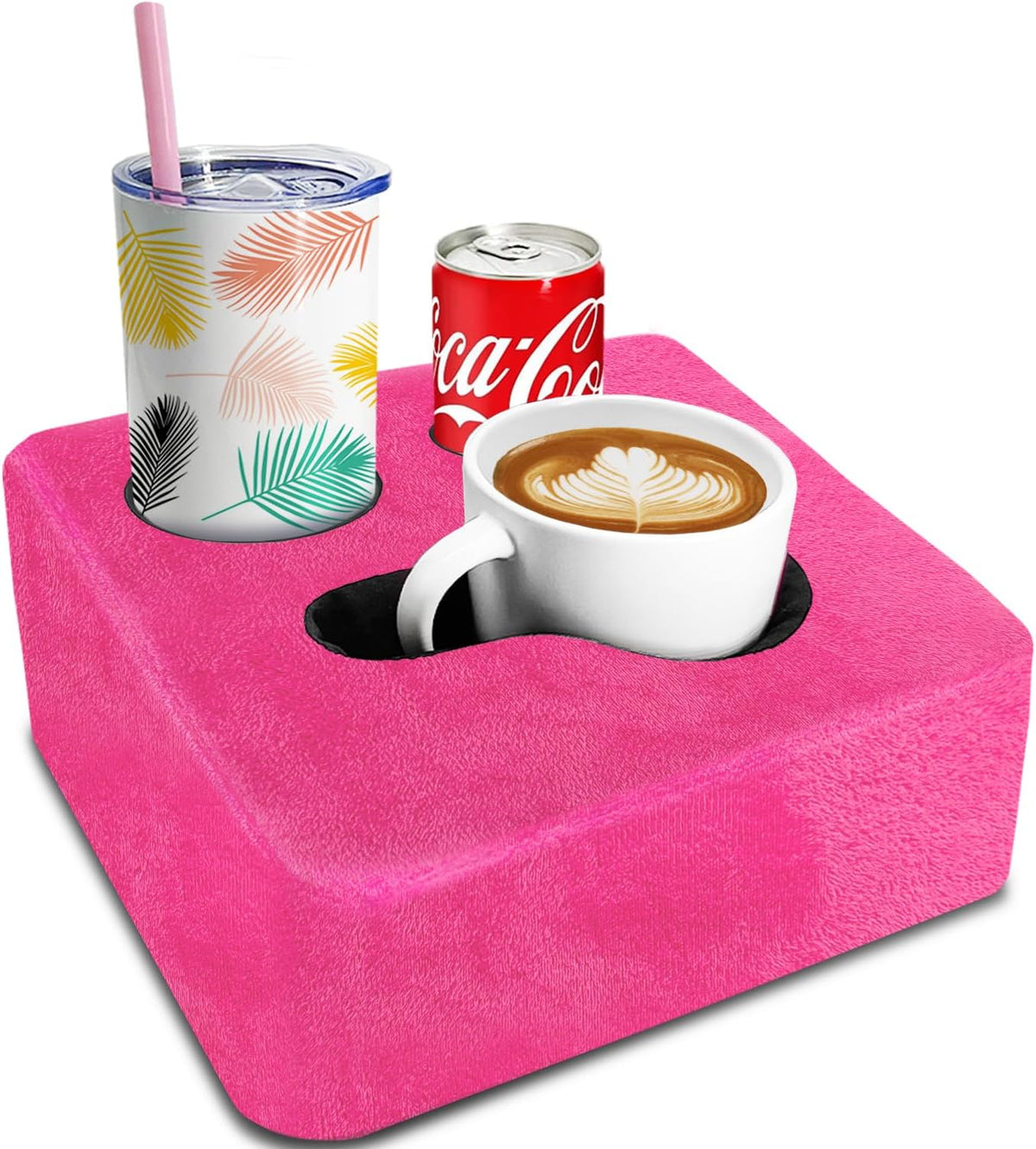 Couch Cup Holder Pillow Tray! Keep Drinks Hand Reach and KeepTemp, Prevent Spills and Use Anywhere. Cup Holder for Couch, Bed, Car, Courtyard, Park, Beach. Pink