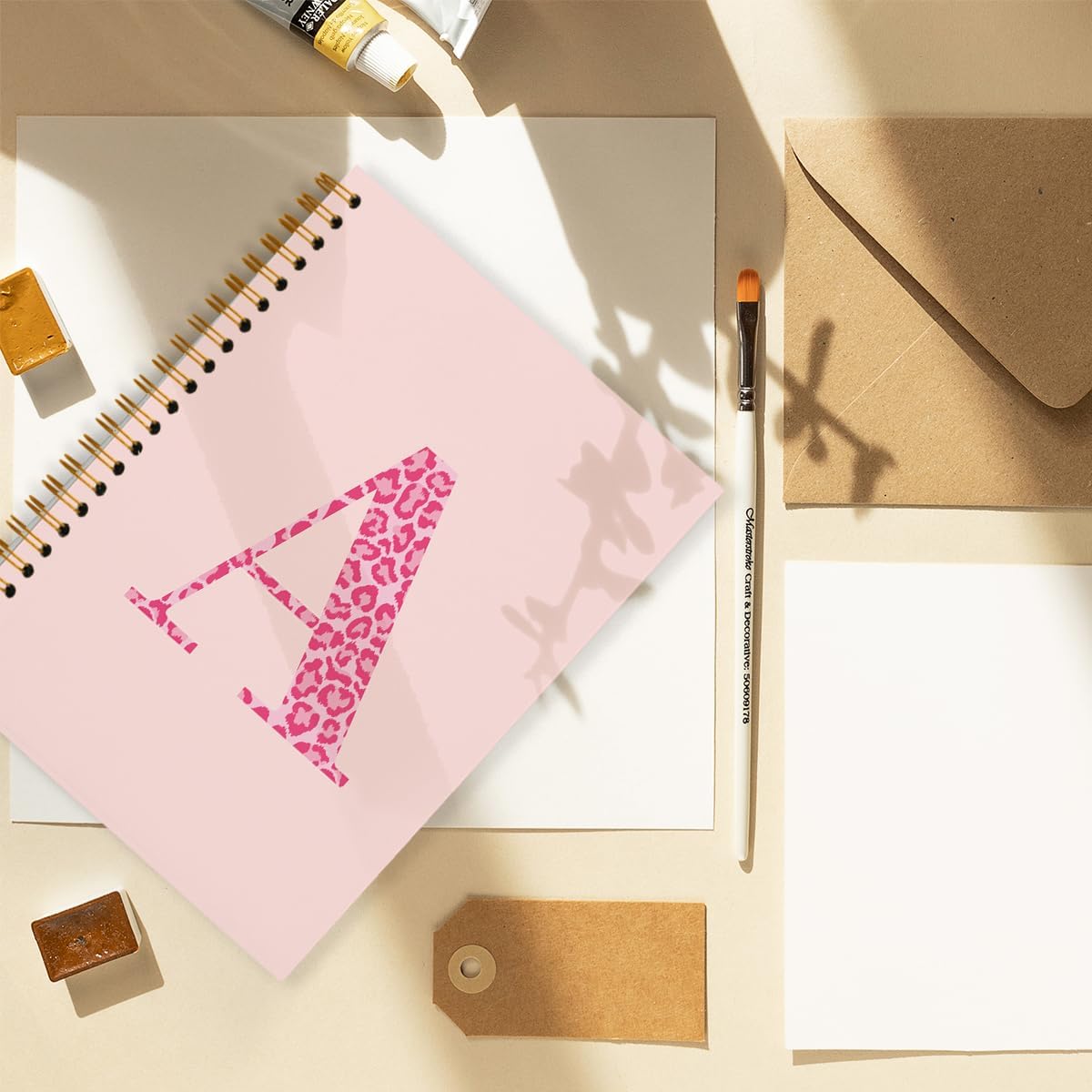 Pink Cheetah Leopard Initial A Notebook Journal for Women Teen Girls