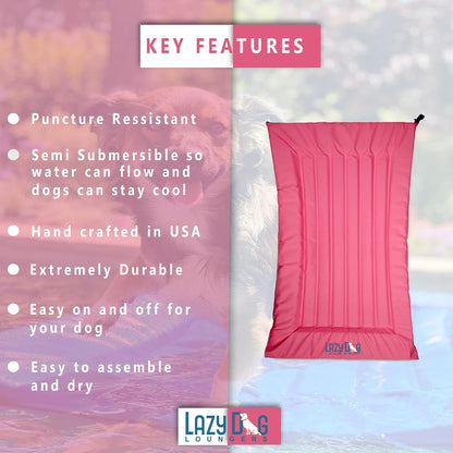 Dog Pool Float, Raft for Dogs and Pets - Semi-Submersible to Keep Your Dog Cool - Lake, Pool, River and Boat (Small, Pink)