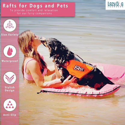 Dog Pool Float, Raft for Dogs and Pets - Semi-Submersible to Keep Your Dog Cool - Lake, Pool, River and Boat (Small, Pink)